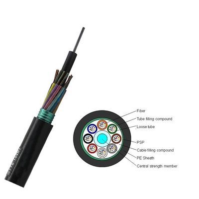 96 cordón del cable de fribra óptica de la base G652D con el alambre de acero de la envoltura del PE GYTS