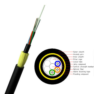 Cable de fribra óptica del hilado de Aramid con la base aérea de Adss 24 de la chaqueta del doble del alambre de alta tensión