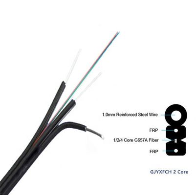 2 cable de descenso al aire libre de la fibra óptica de la base FTTH con el miembro de fuerza de FRP