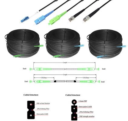 Cable de descenso de Jumper Outdoor FTTH, cordón de remiendo óptico de la fibra de G657A