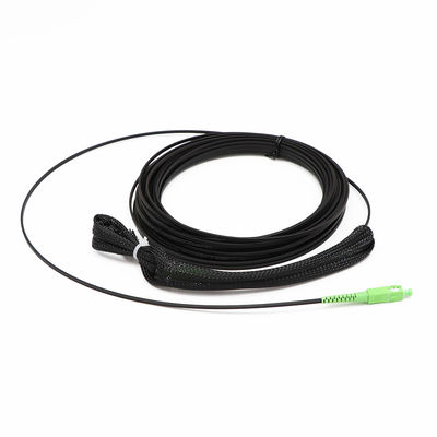 Asamblea de cable negra de la fibra, extremo de la base una del cordón de remiendo del SC APC 1 con el ojo de tracción