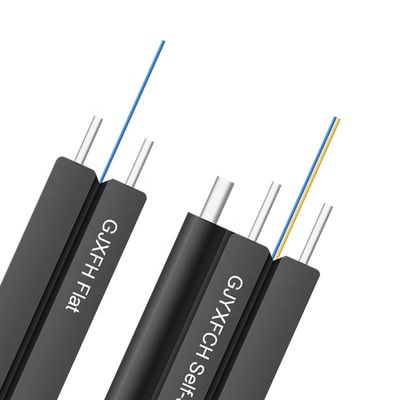 1 2 cable plano interior/al aire libre de la fibra óptica de 4 bases de FTTH de descenso