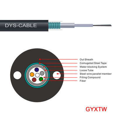2 / 4/6/8/12/16/24 cables ópticos G657A GYXTW de la base de la fibra acorazada al aire libre del solo modo