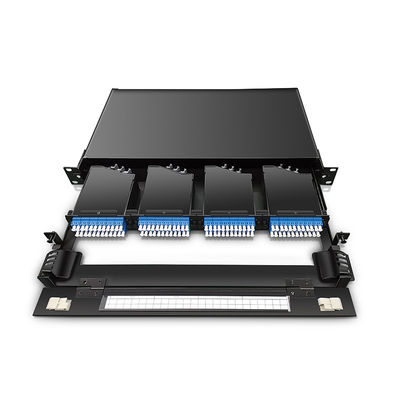 Pulgada óptica 1U MPO MTP-LC 24F 10G 40G del panel de remiendo de la fibra de alta densidad 19