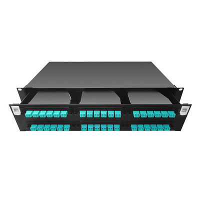 Pulgada óptica 1U MPO MTP-LC 24F 10G 40G del panel de remiendo de la fibra de alta densidad 19