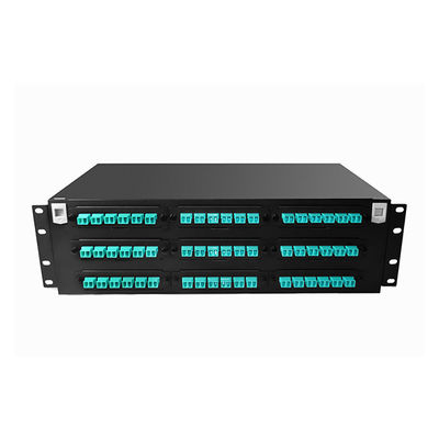 Pulgada óptica 1U MPO MTP-LC 24F 10G 40G del panel de remiendo de la fibra de alta densidad 19
