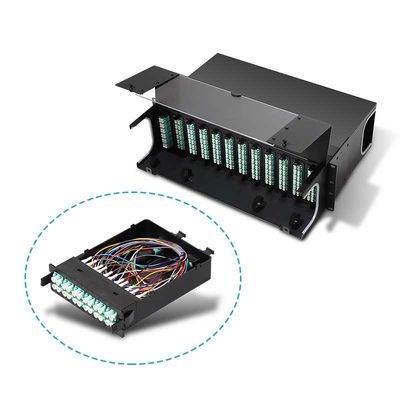 Base de alta densidad del panel de remiendo del casete MPO 24 para el soporte de estante 1U