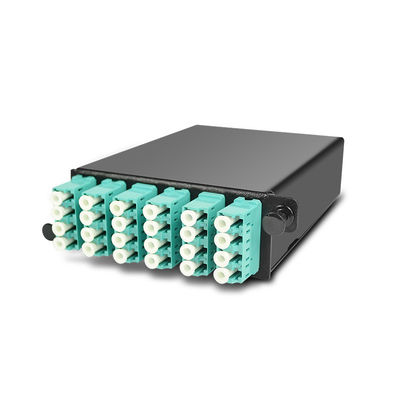 144 quita el corazón a 19&quot; el panel de remiendo de la fibra MPO de 1U MTP con los casetes de 4pcs OM3 MTP-LC