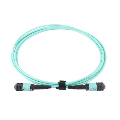 12 cordón de remiendo del cable de la fibra de la base de la base 24, cable Om3 Om4 del remiendo de Mtp Mpo para Qsfp