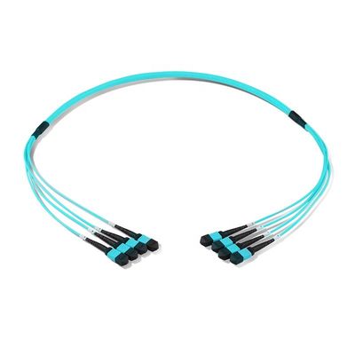 12 cordón de remiendo del cable de la fibra de la base de la base 24, cable Om3 Om4 del remiendo de Mtp Mpo para Qsfp