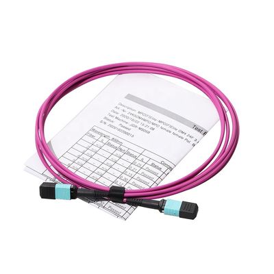 12 cordón de remiendo del cable de la fibra de la base de la base 24, cable Om3 Om4 del remiendo de Mtp Mpo para Qsfp