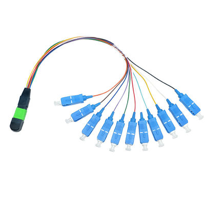 12 cordón de remiendo modificado para requisitos particulares de la fibra de la base 0.9m m MPO el 1M unimodal Fanout