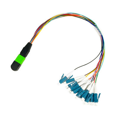 12 cordón de remiendo modificado para requisitos particulares de la fibra de la base 0.9m m MPO el 1M unimodal Fanout