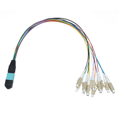 Asamblea de cable colorida de la fibra de 8 bases MPO al desbloqueo del SC 0.9m m UPC del ST del LC FC
