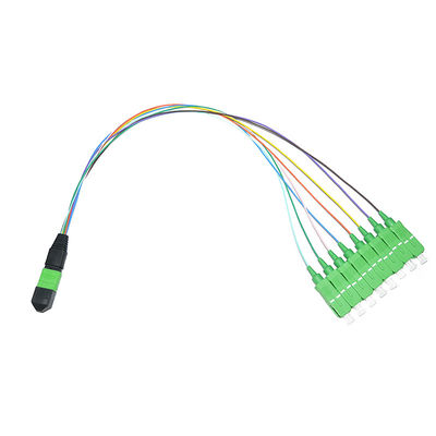 Asamblea de cable colorida de la fibra de 8 bases MPO al desbloqueo del SC 0.9m m UPC del ST del LC FC