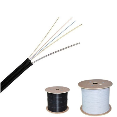 Cable de fribra óptica GJYXCH del descenso de la base de FTTH 12 con color negro del alambre de acero