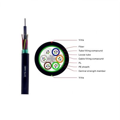 96 cordón del cable de fribra óptica de la base G652D con el alambre de acero de la envoltura del PE GYTS