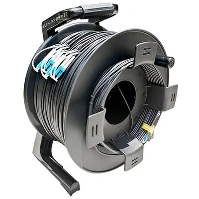 Rodillos de cable para exteriores negros 300M 250M 200M 150M 100m LC a LC Carrete de cable de extensión de parche de fibra